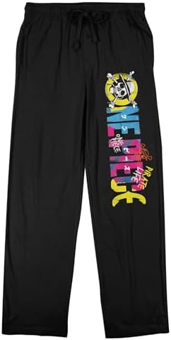 Bioworld One Piece Live Action Colorful Logo Men's Black Sleep Pajama Pants