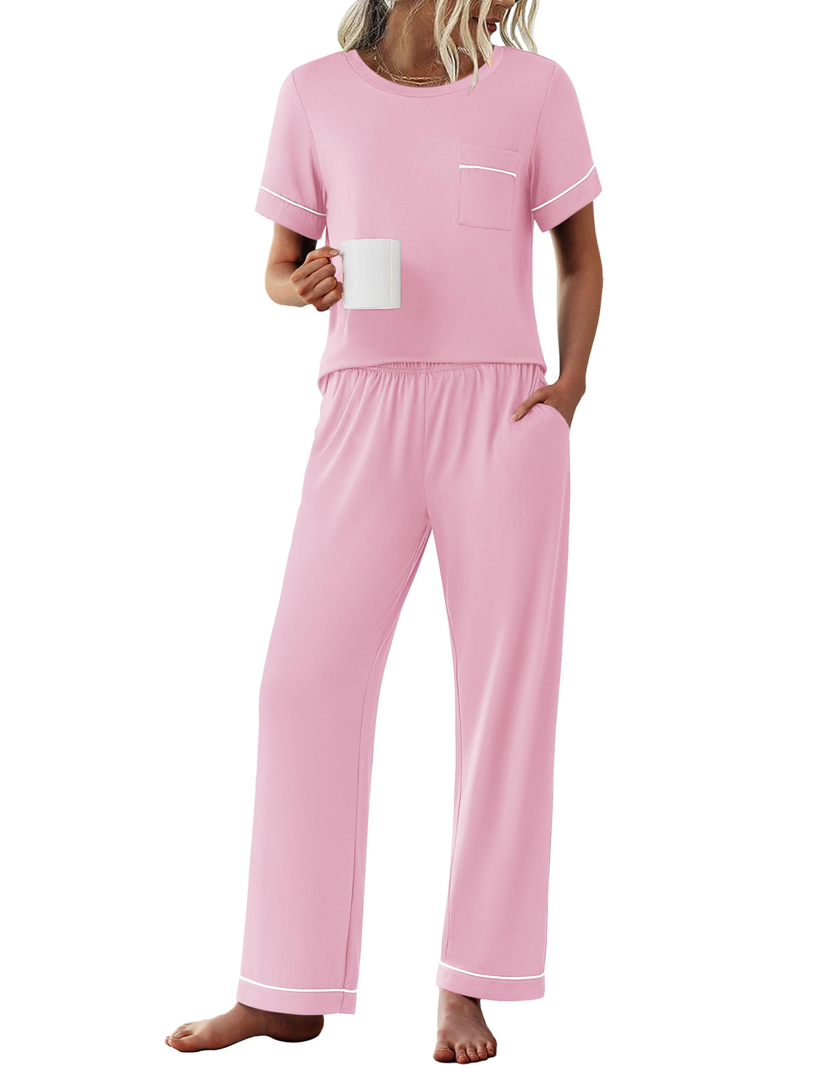 Ekouaer Pajamas for Women Set 2 Piece Sleepwear Comfy Lounge Set S-XXL