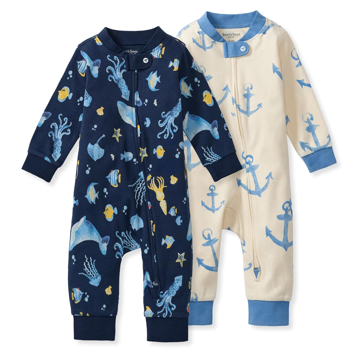Burt's Bees Baby Unisex Sleep and Play Pajama, Footless One-Piece Zipper PJ