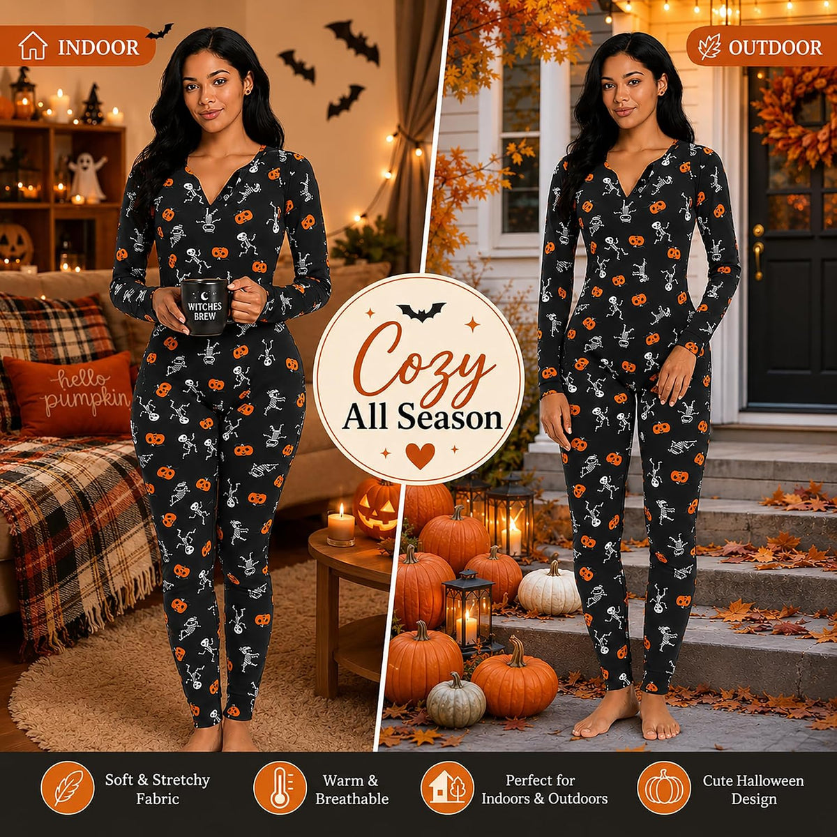 Halloween Sexy Onesie Pajamas Women One Piece Bodycon Romper Jumpsuit Adult