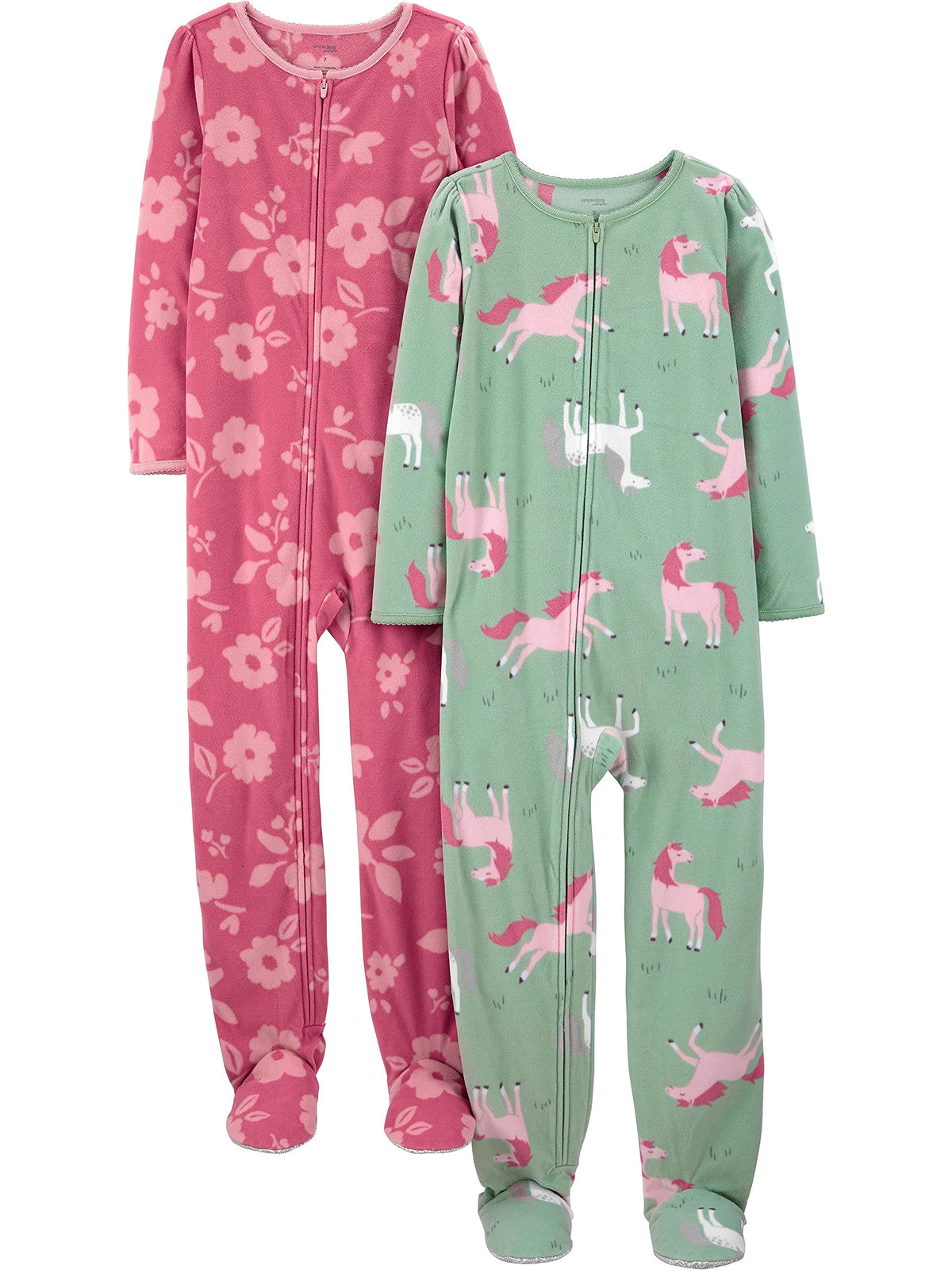Simple Joys by Carter's Girls' 2-Pack Loose-fit Fleece Footed Pajamas