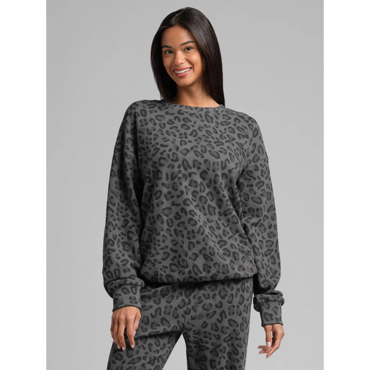 Comfrt | Waffle Lounge Long Sleeve | Crewneck Lightweight Cotton Blend Textured Lounge Top