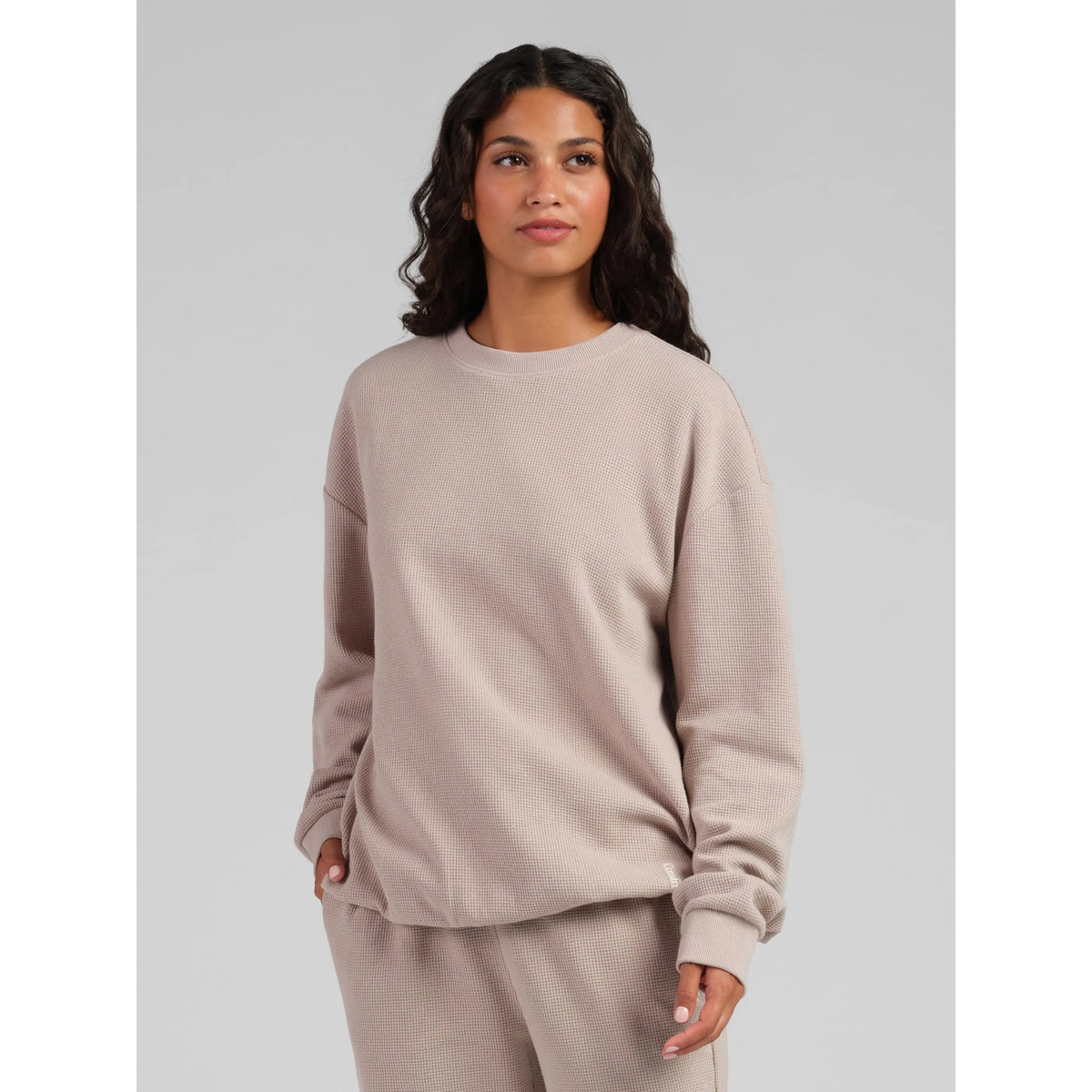 Comfrt | Waffle Lounge Long Sleeve | Crewneck Lightweight Cotton Blend Textured Lounge Top