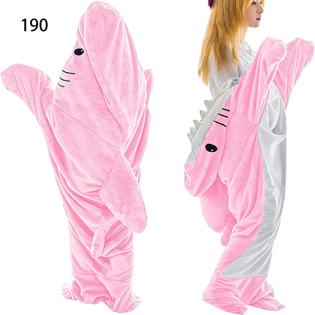 Cartoon Shark Sleep Bag Animal Onesie Flannel Shark Home Wear Loungewear Blue, Comfortable Fit Loose Oversized All-In-One Pajamas for Kids & Adults, Nightwear, Homewear, Sleeping Bag
