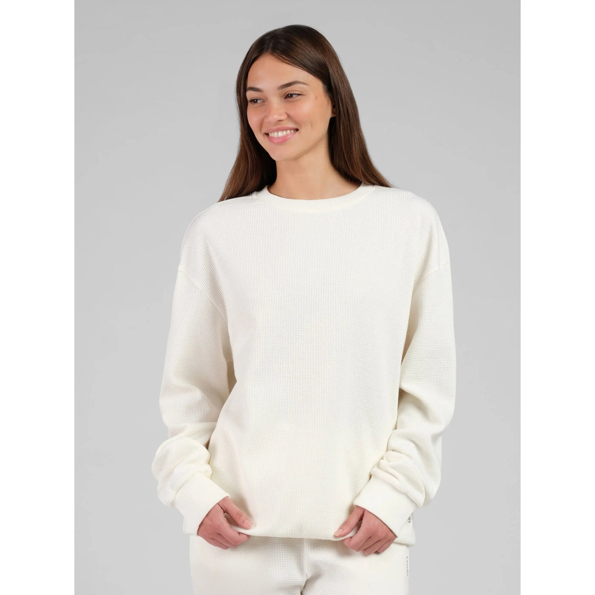 Comfrt | Waffle Lounge Long Sleeve | Crewneck Lightweight Cotton Blend Textured Lounge Top