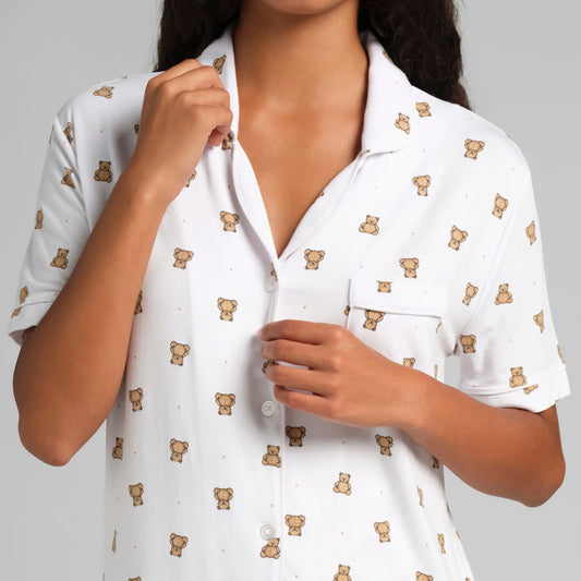 Comfrt | Luna Lounge Short Sleeve PJ Set | Jersey Knit Short Sleeve Matching Pajama Set