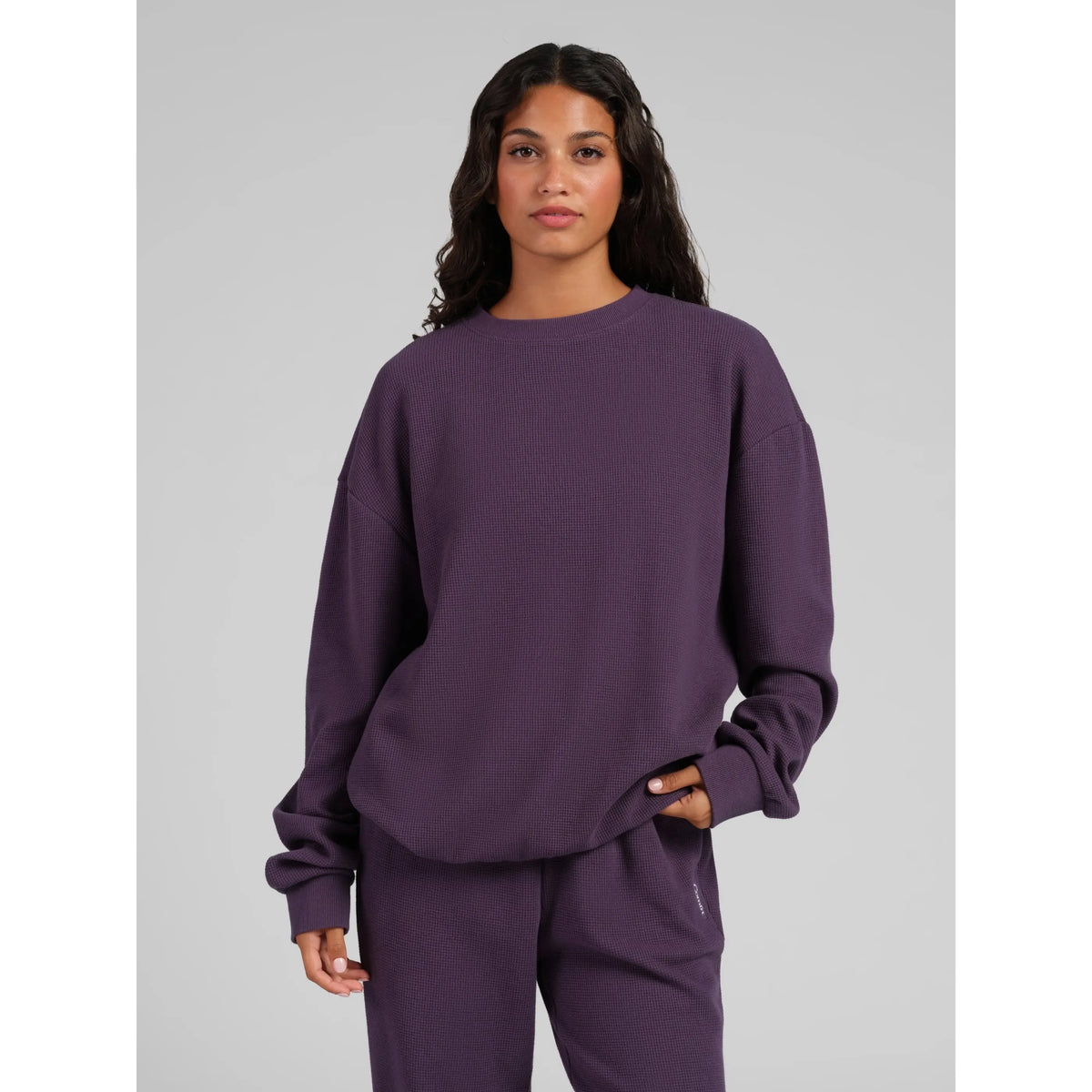Comfrt | Waffle Lounge Long Sleeve | Crewneck Lightweight Cotton Blend Textured Lounge Top