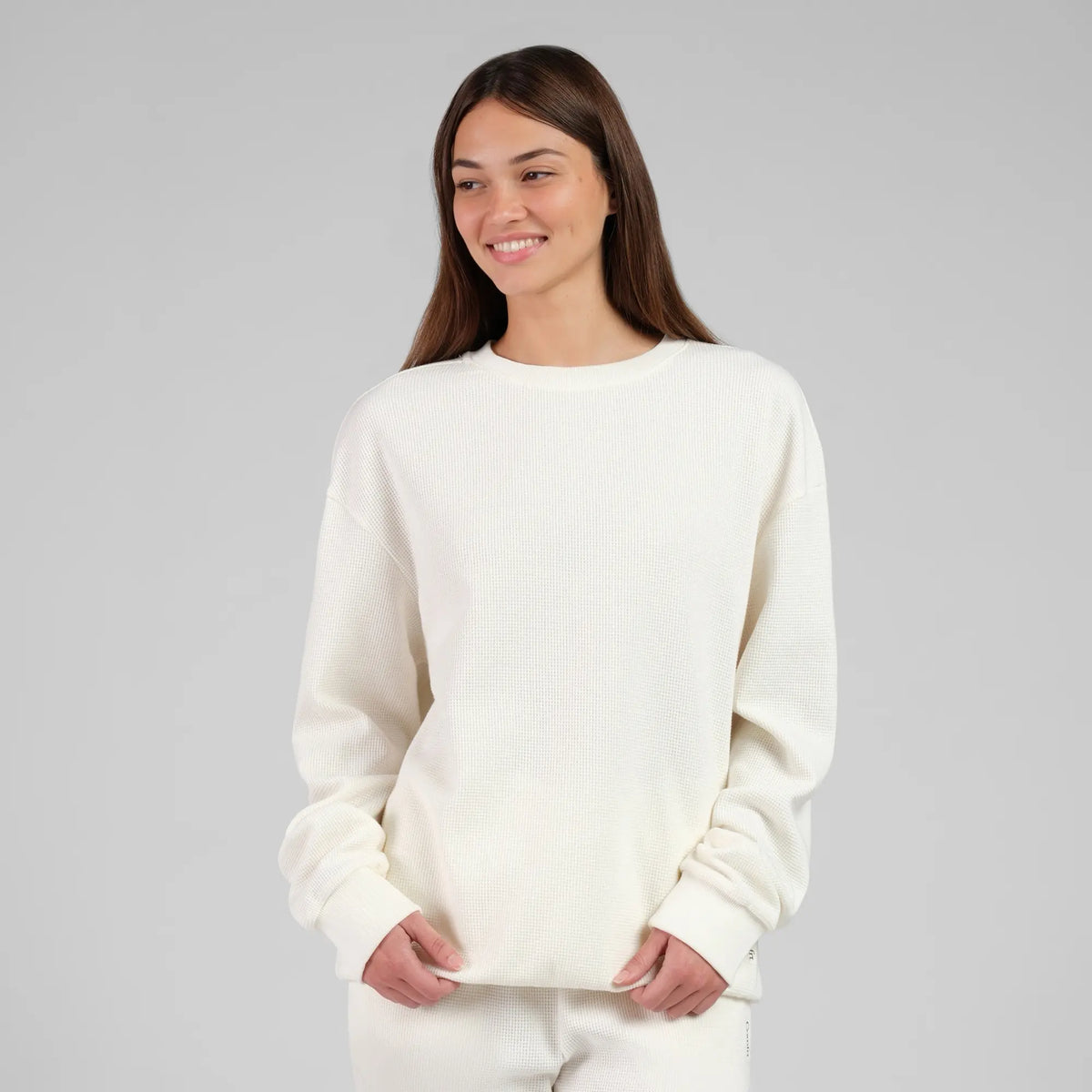 Comfrt | Waffle Lounge Long Sleeve | Crewneck Lightweight Cotton Blend Textured Lounge Top