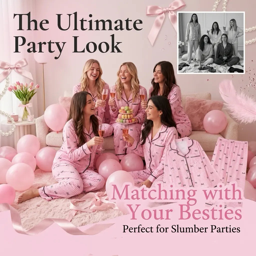 Women's Coquette 2-Piece Pajama Set, Long Sleeve Button-Down Top and Pants, Blush Pink Heart Print Ultra-Soft Loungewear, All Seasons Birthday Gift, Cute, Nightwear, 2 Pcs Set, Chic Dream Lightweight