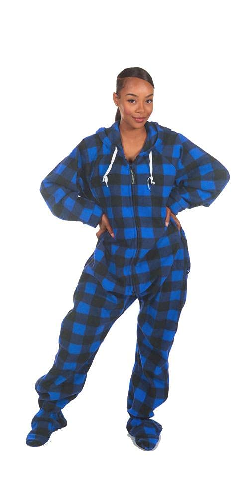 Forever Lazy Adult Onesie Pajamas, Footed Fleece One-Piece Unisex Lounge for Women and Men with Detachable Feet