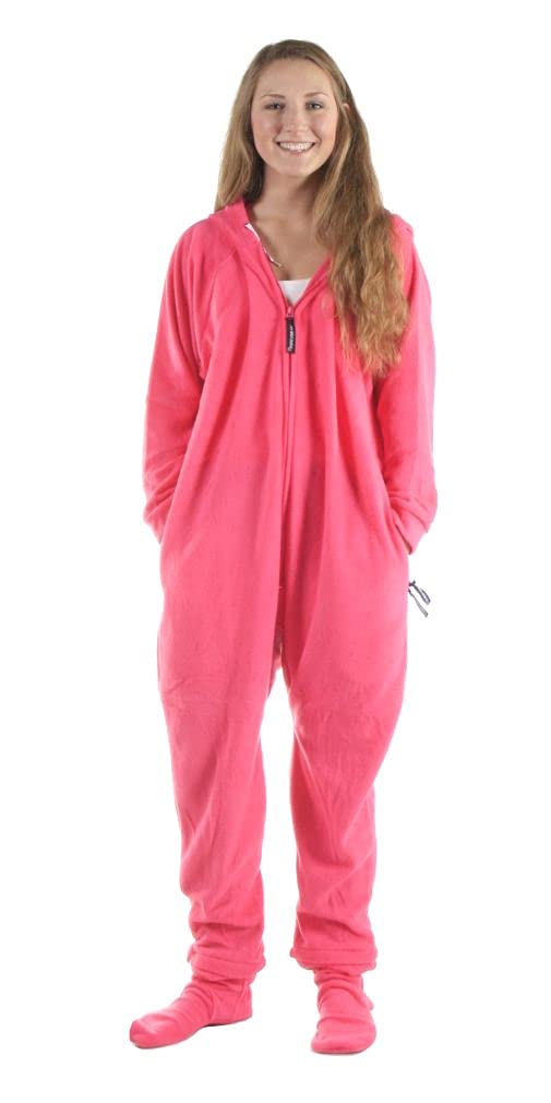 Forever Lazy Adult Onesie Pajamas, Footed Fleece One-Piece Unisex Lounge for Women and Men with Detachable Feet