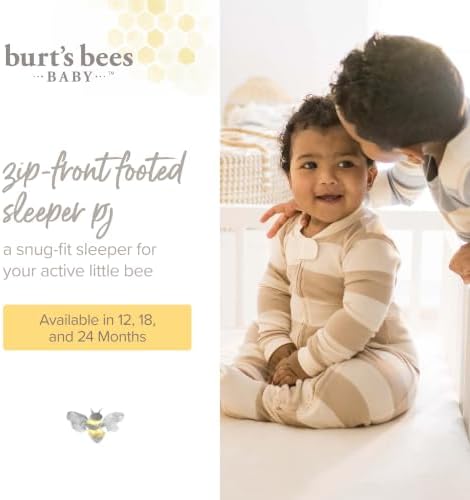 Burt's Bees Baby Boys Organic Cotton, Snug Fit Footed Sleeper Pajamas