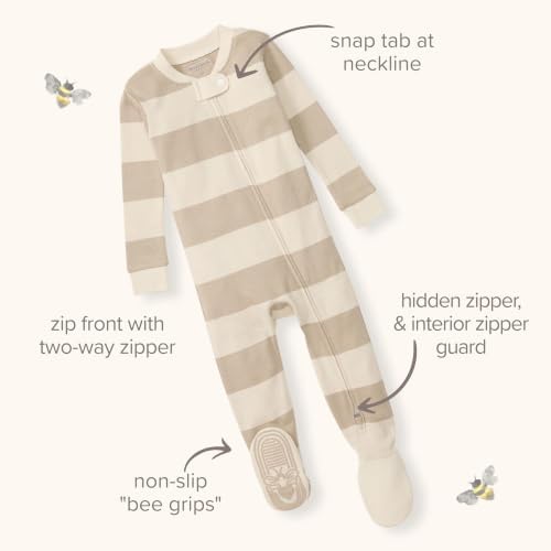 Burt's Bees Baby Boys Organic Cotton, Snug Fit Footed Sleeper Pajamas