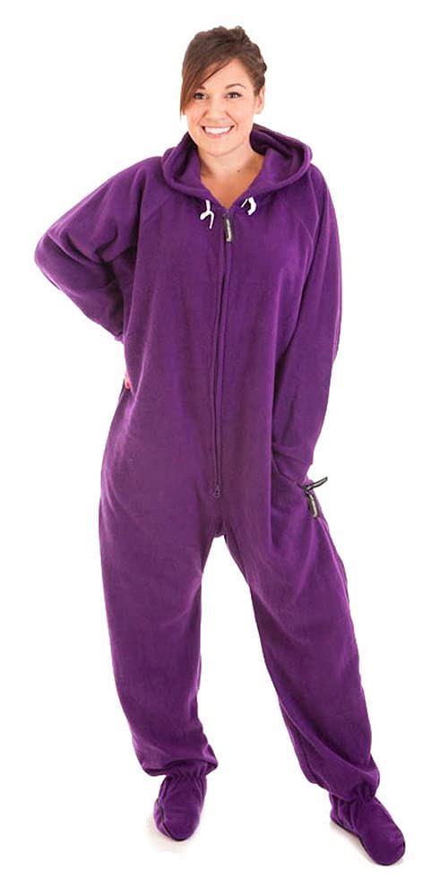 Forever Lazy Adult Onesie Pajamas, Footed Fleece One-Piece Unisex Lounge for Women and Men with Detachable Feet