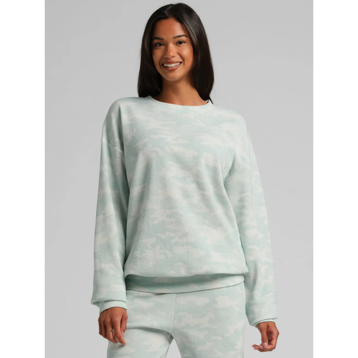 Comfrt | Waffle Lounge Long Sleeve | Crewneck Lightweight Cotton Blend Textured Lounge Top