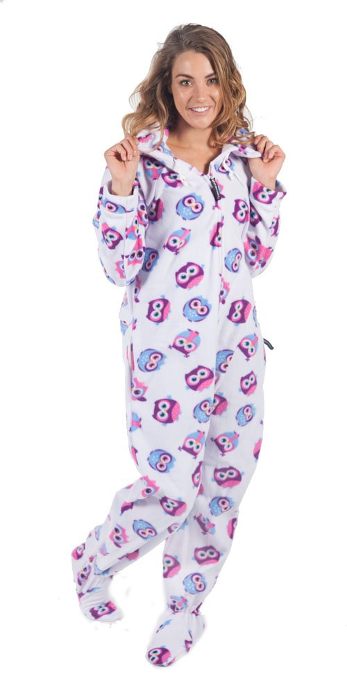 Forever Lazy Adult Onesie Pajamas, Footed Fleece One-Piece Unisex Lounge for Women and Men with Detachable Feet