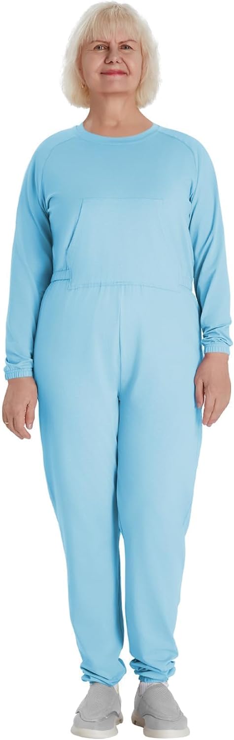 Adaptive Clothing for Women Anti-Strip Back-Zip Jumpsuit for Elderly Women