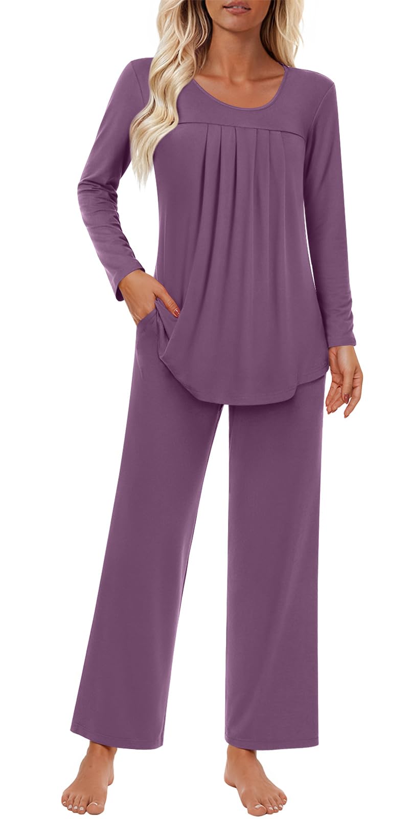 Findsweet Pajama Sets Women 2 Piece Long Sleeve Lounge Pj Sets Fall Outfits