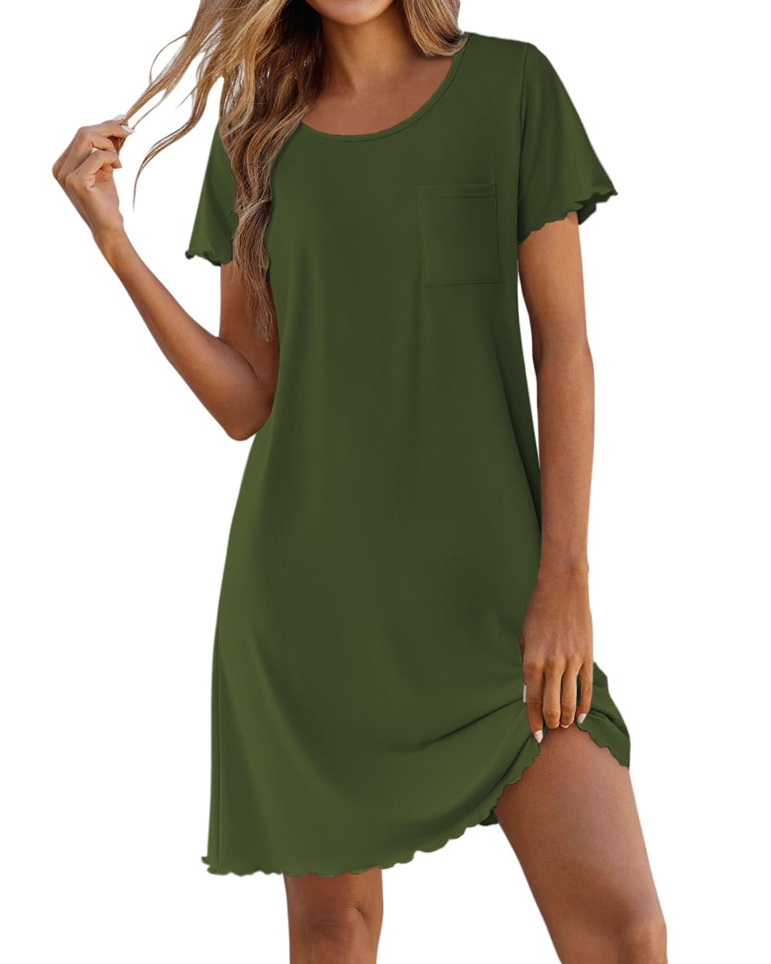 Ekouaer Bamboo Viscose Sleep Shirts for Women Short Sleeve Nightgowns