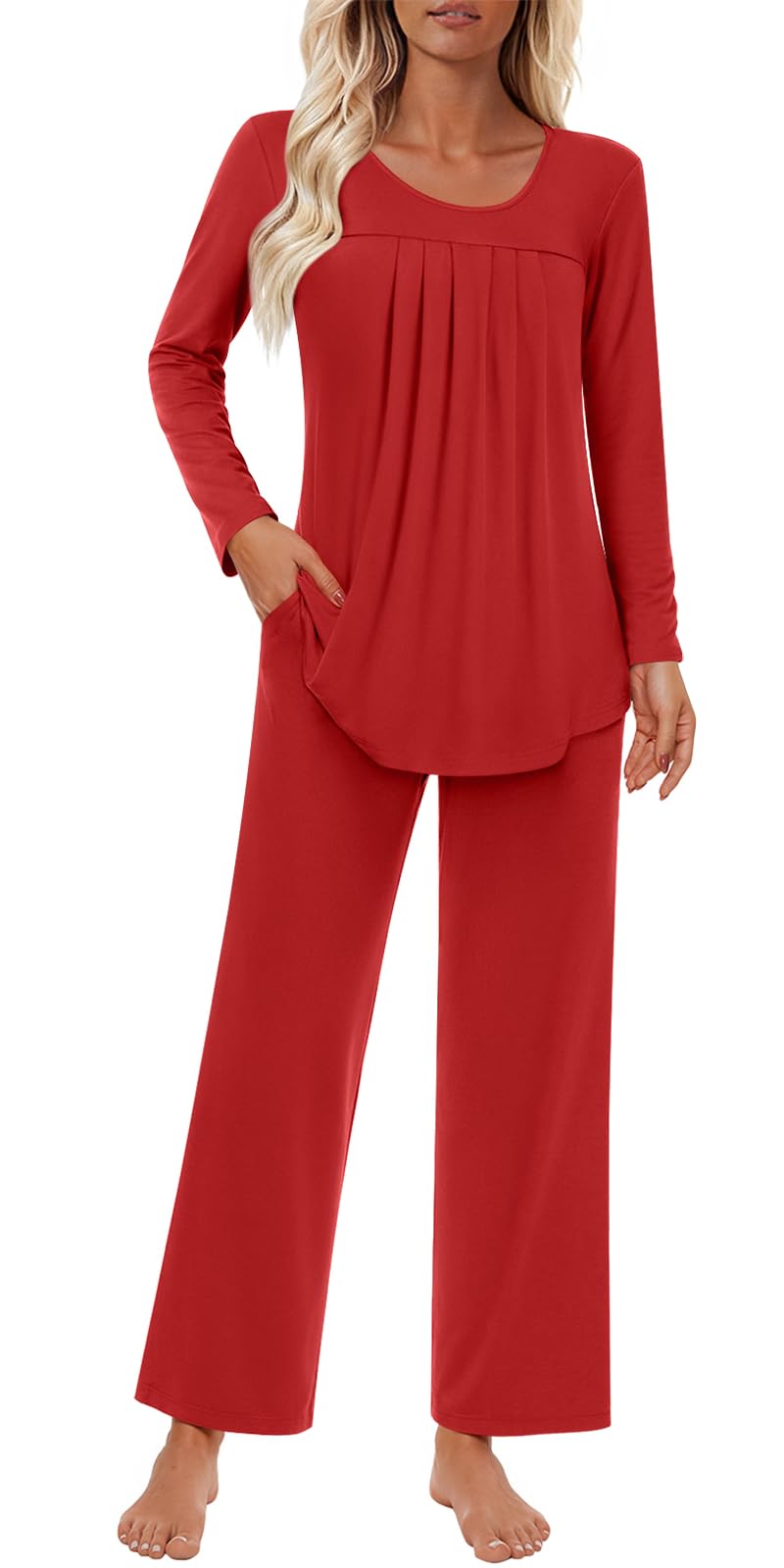 Findsweet Pajama Sets Women 2 Piece Long Sleeve Lounge Pj Sets Fall Outfits