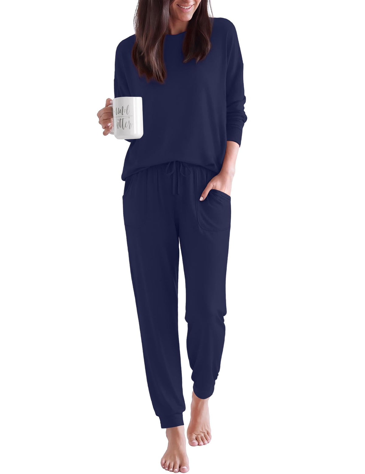 Ekouaer Pajamas for Women Set 2 Piece Long Sleeve Pjs Casual Lounge Sets