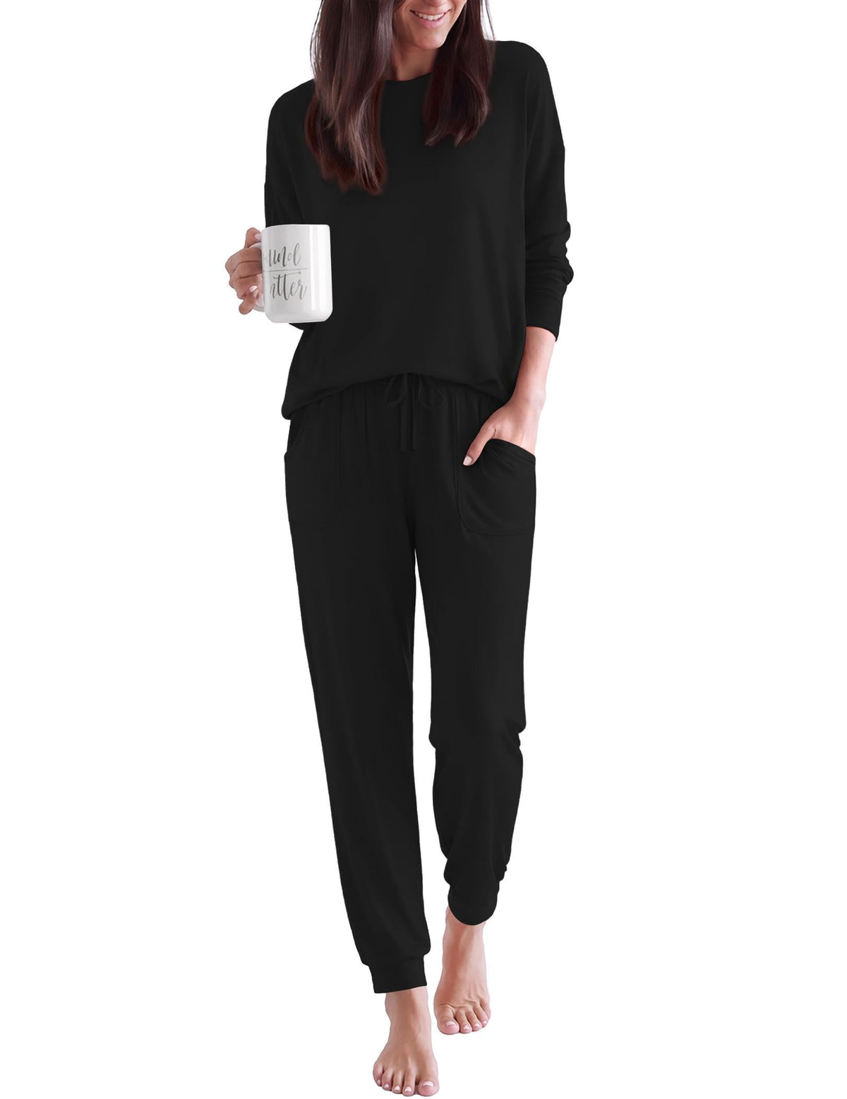 Ekouaer Pajamas for Women Set 2 Piece Long Sleeve Pjs Casual Lounge Sets