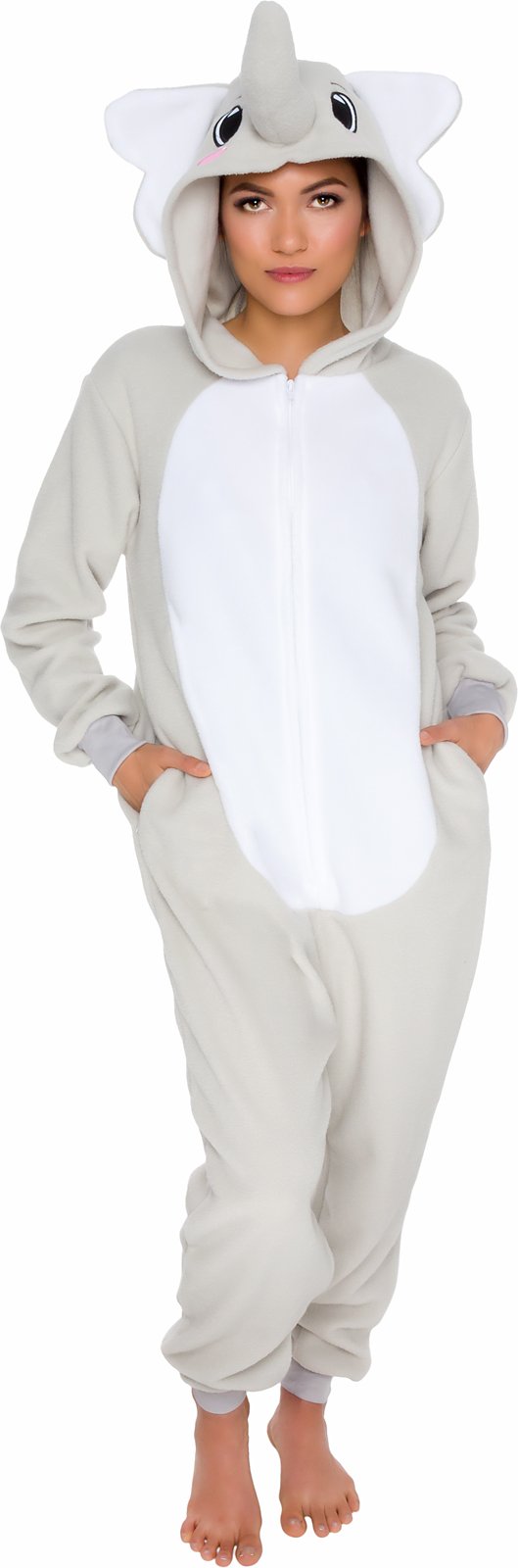 Funziez! Slim Fit Adult Onesie - Animal Costume - Plush Unisex Halloween One Piece Cosplay Suit for Women and Men