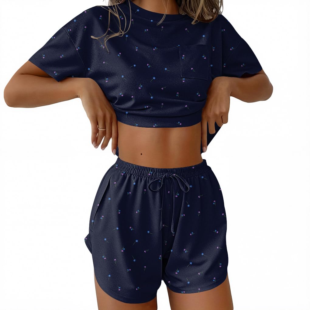 Ekouaer Womens Pajama Sets Sexy Lounge Sets Side Split Short Pj Sets