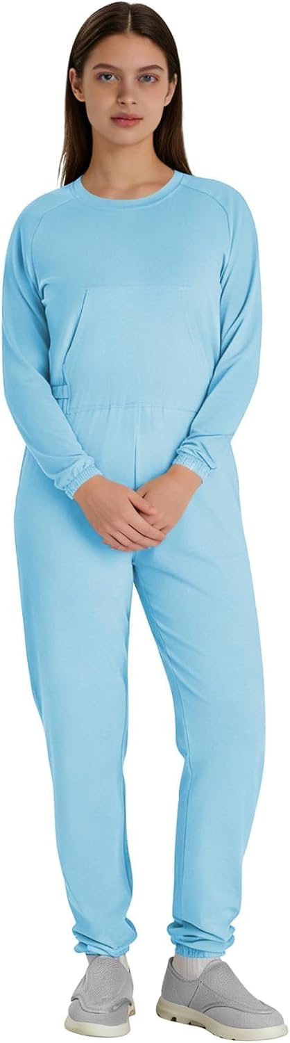 Adaptive Clothing for Women Anti-Strip Back-Zip Jumpsuit for Elderly Women