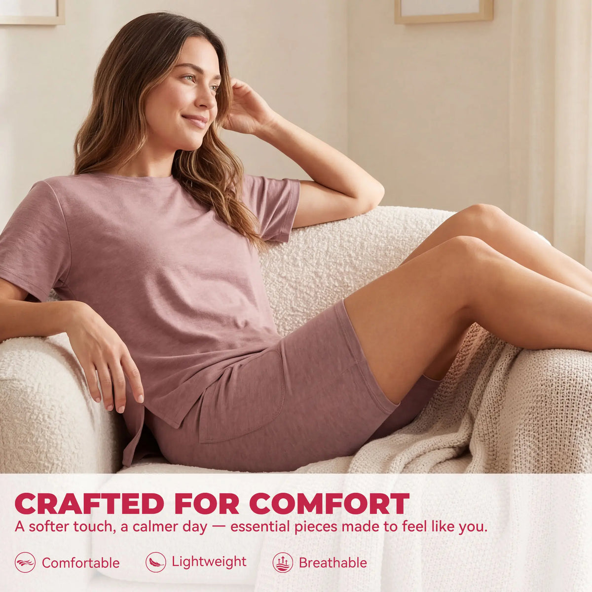 SHOWITTY Womens Lounge Set – Short Sleeve Crew Neck Top and Shorts Set, 88% Recycled Polyester Pajama Outfit with Side Pockets, Soft Stretch 2 Piece Outfit #tiktokshopsummersale
