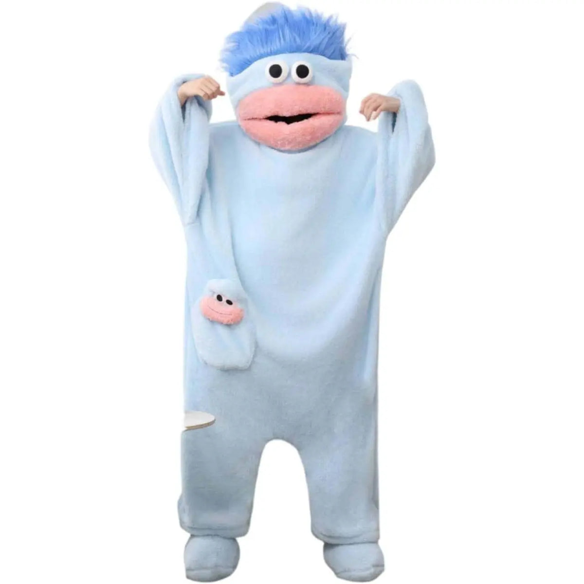 Adults Big Mouth Monster Onesie Pajamas, Oversized Hooded Plush Fleece Character Jumpsuit, Cozy One-Piece Loungewear for Sleepovers and Seasonal Gatherings, Matching Foot Covers and Comb Set