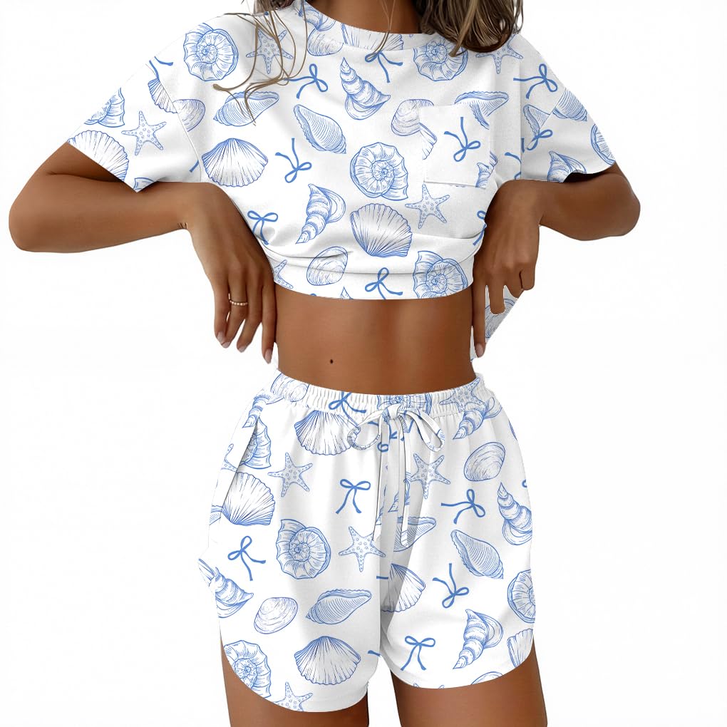Ekouaer Womens Pajama Sets Sexy Lounge Sets Side Split Short Pj Sets
