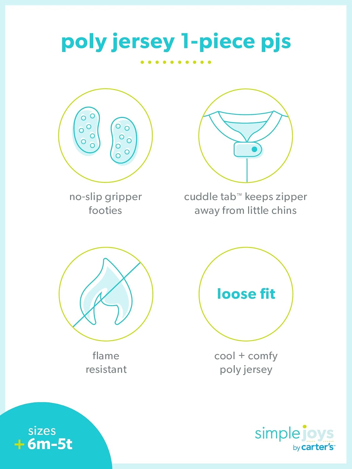 Simple Joys by Carter's baby-girls Loose-Fit Polyester Jersey Footed Pajamas