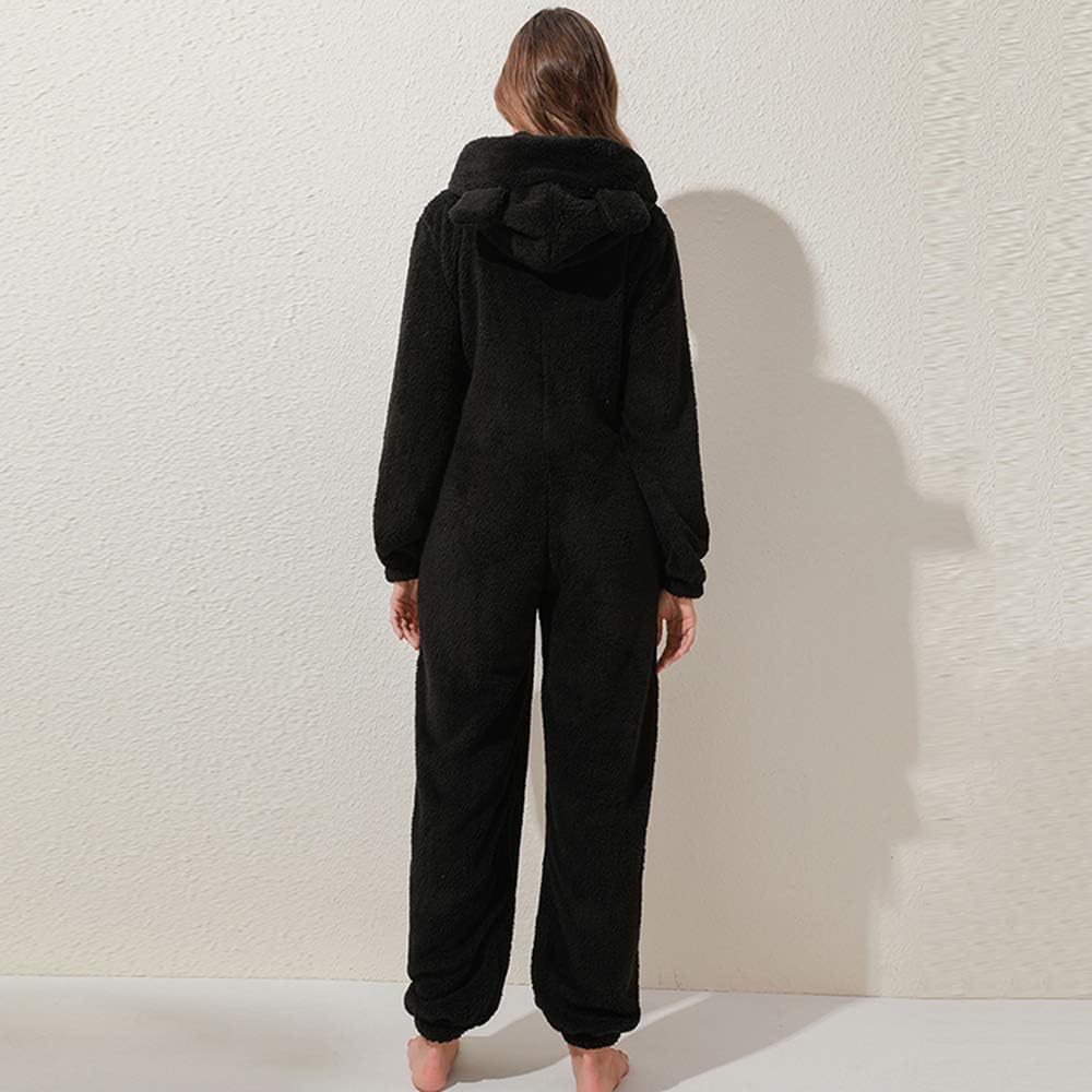 Womens Fleece Onesie Pajamas Jumpsuit Warm Sherpa Romper