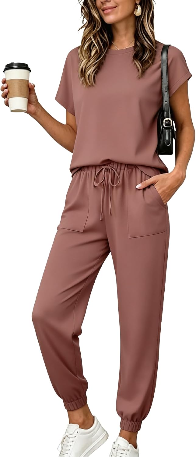Ekouaer Womens Pajama Sets 100% Cotton Pjs 2 Piece Jogger Pants Lounge Sets