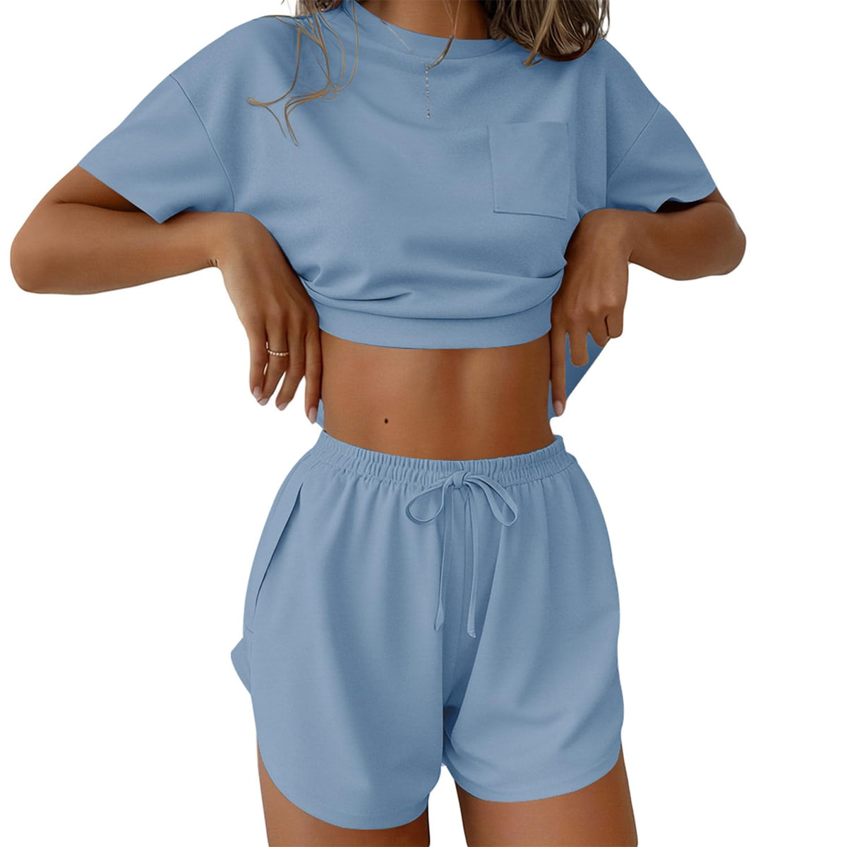 Ekouaer Womens Pajama Sets Sexy Lounge Sets Side Split Short Pj Sets