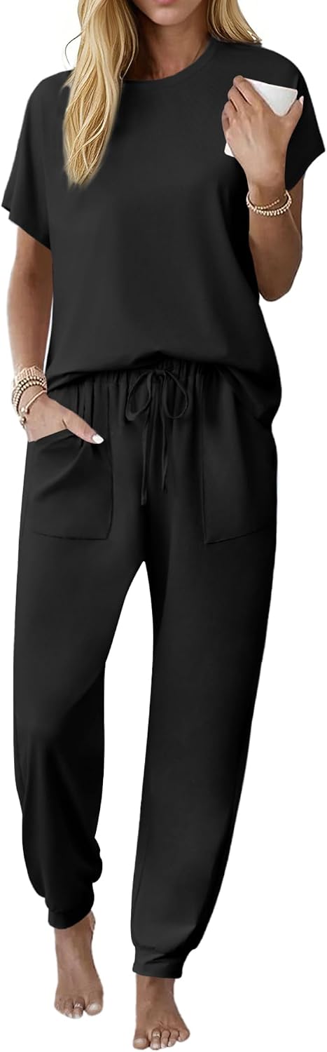 Ekouaer Womens Pajama Sets 100% Cotton Pjs 2 Piece Jogger Pants Lounge Sets