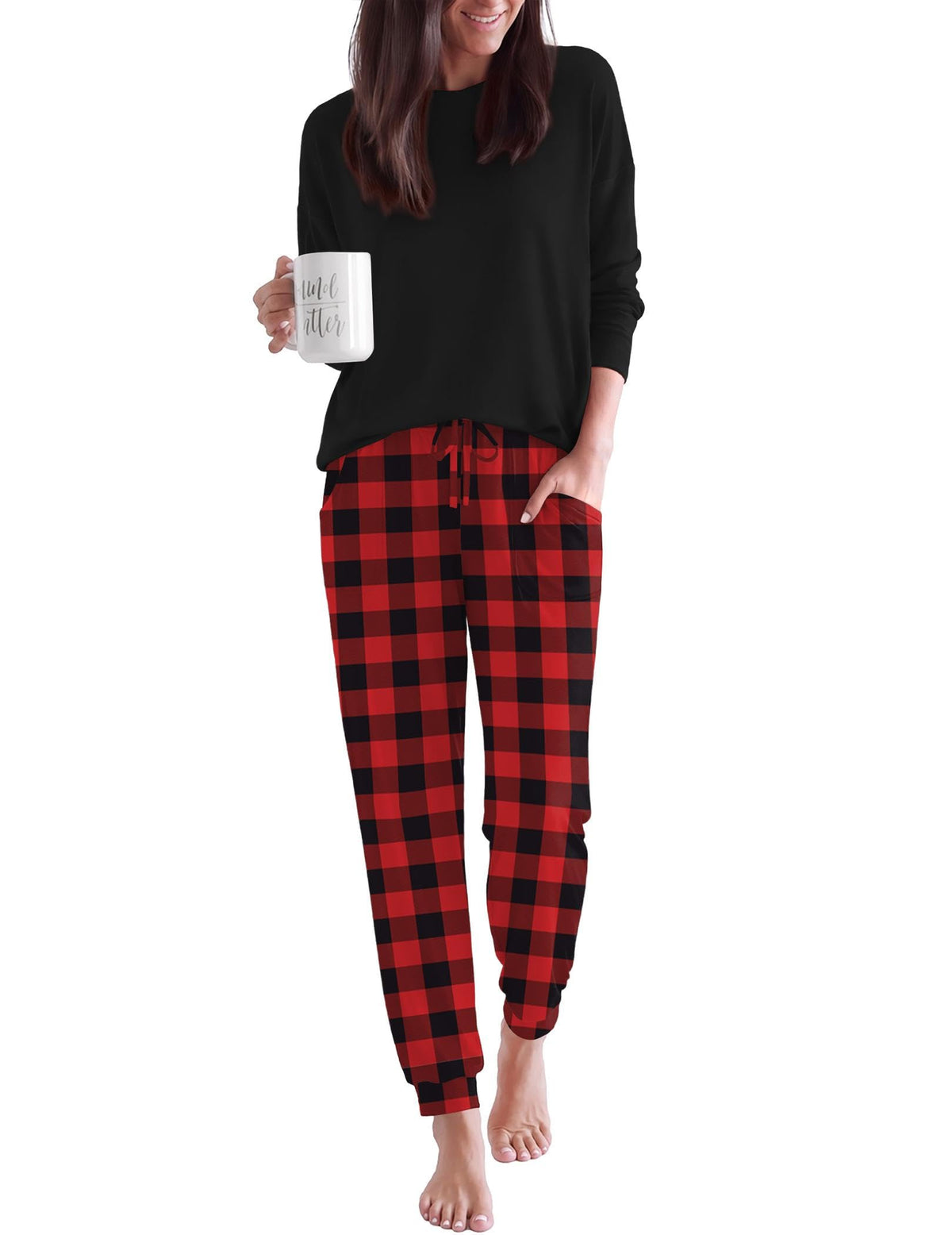 Ekouaer Pajamas for Women Set 2 Piece Long Sleeve Pjs Casual Lounge Sets
