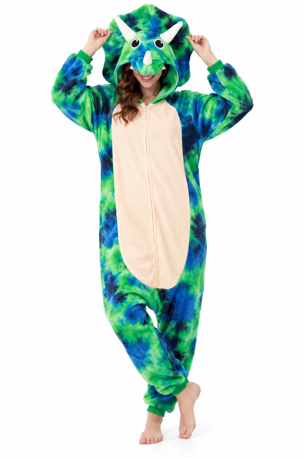Adult Onesie, Animal Halloween Costume, Plush One Piece Pajamas with Hood