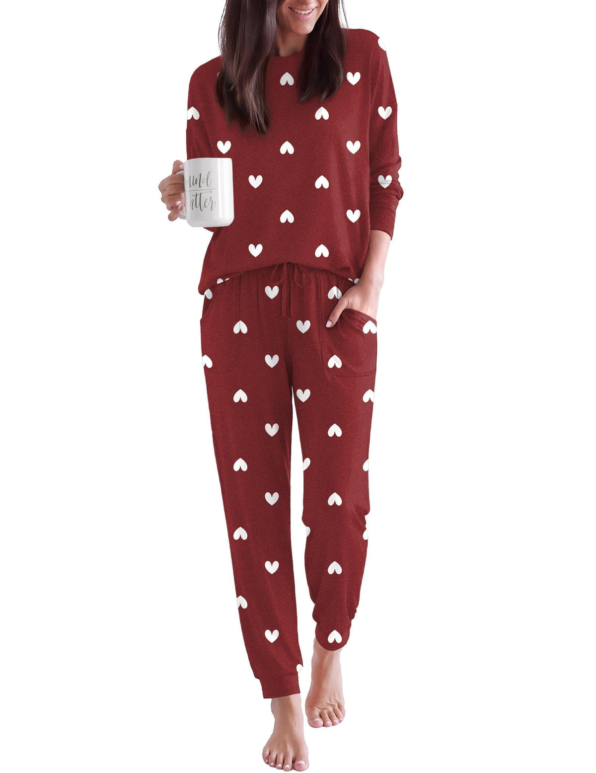 Ekouaer Pajamas for Women Set 2 Piece Long Sleeve Pjs Casual Lounge Sets