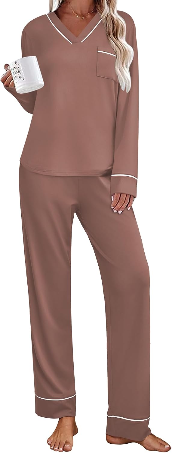 Ekouaer Womens Pajamas Sets 2 Piece PJs Long Sleeve Sleepwear Loungewear