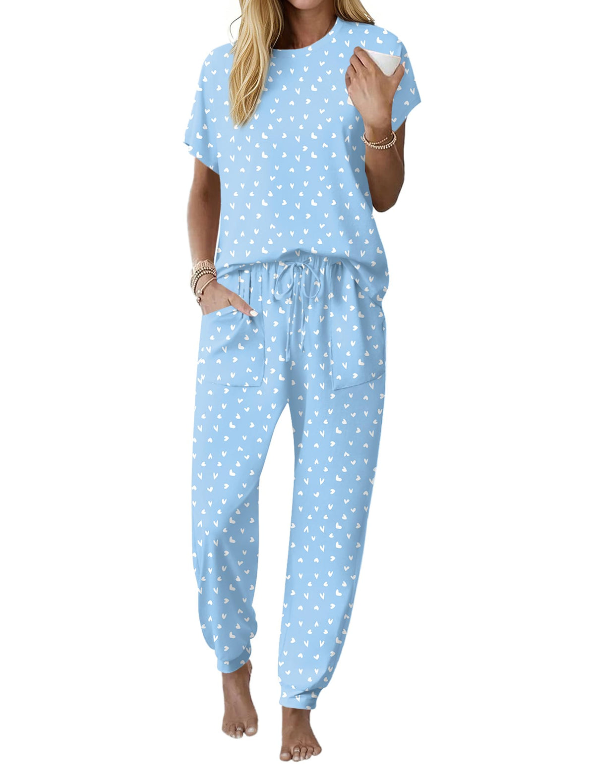 Ekouaer Womens Pajama Sets 100% Cotton Pjs 2 Piece Jogger Pants Lounge Sets