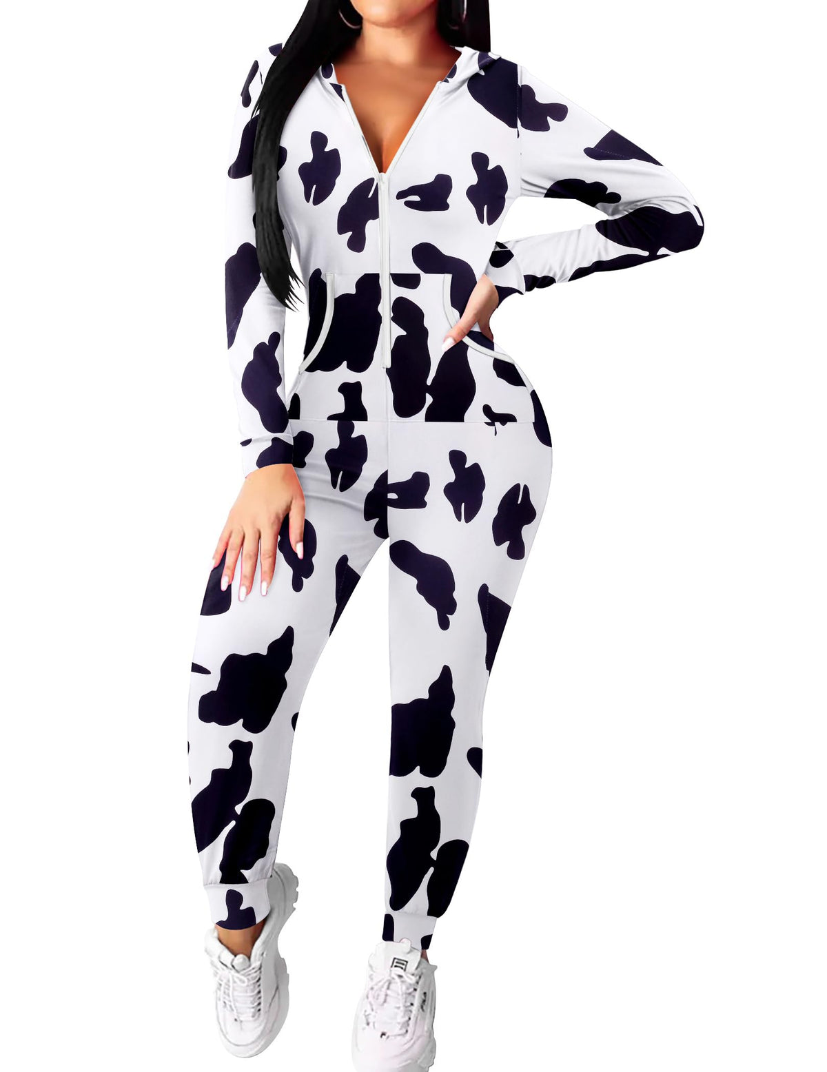 Ekouaer Halloween Onesie for Women Hooded Jumpsuit Sexy One Piece Pajamas