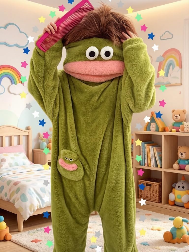 Funny Green Big Mouth Monster Onesie Pajamas