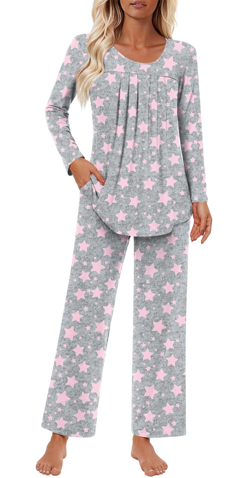 Findsweet Pajama Sets Women 2 Piece Long Sleeve Lounge Pj Sets Fall Outfits