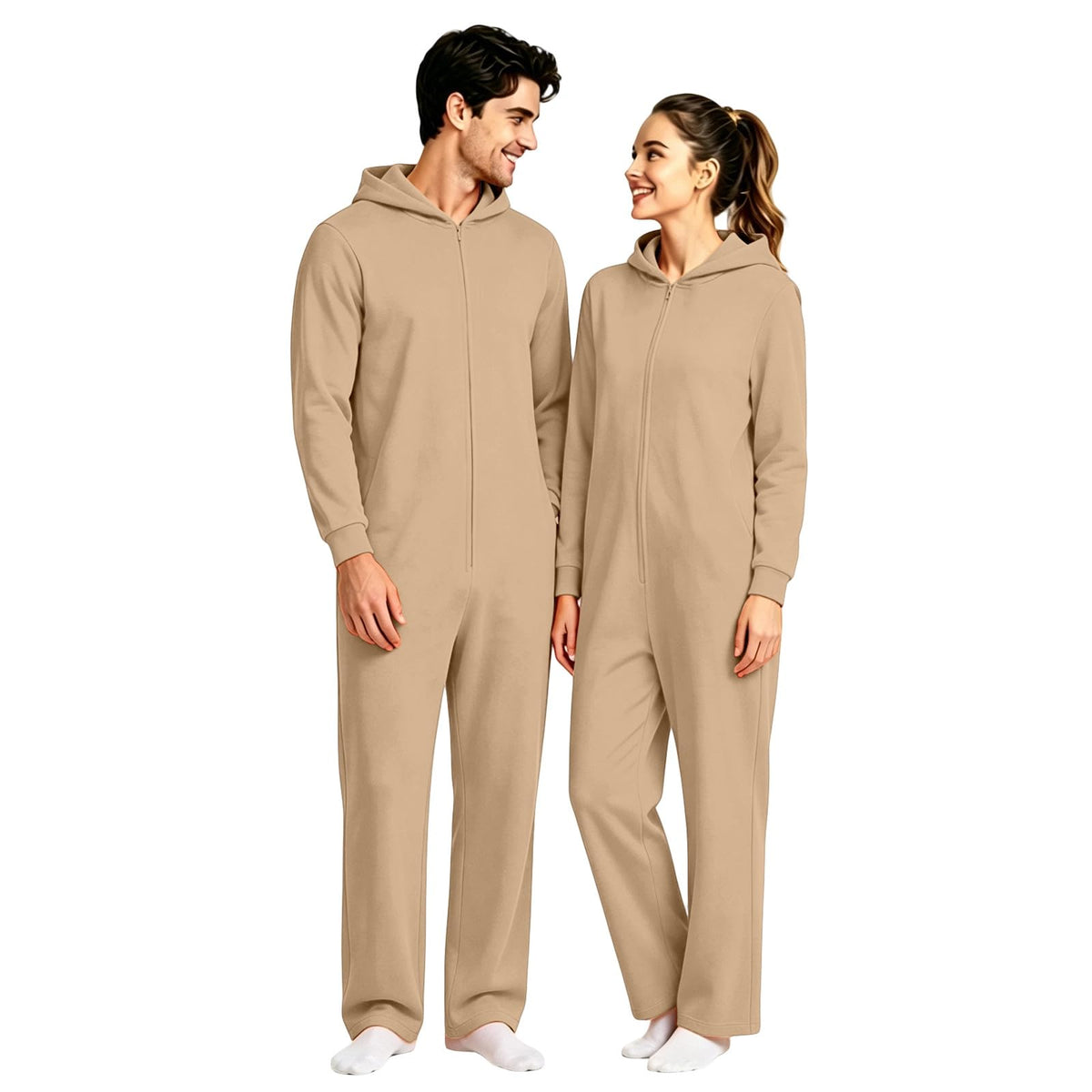 Halloween Onesie Adult 16 Solid Color Zip Up Hooded Couple Pajama Costumes