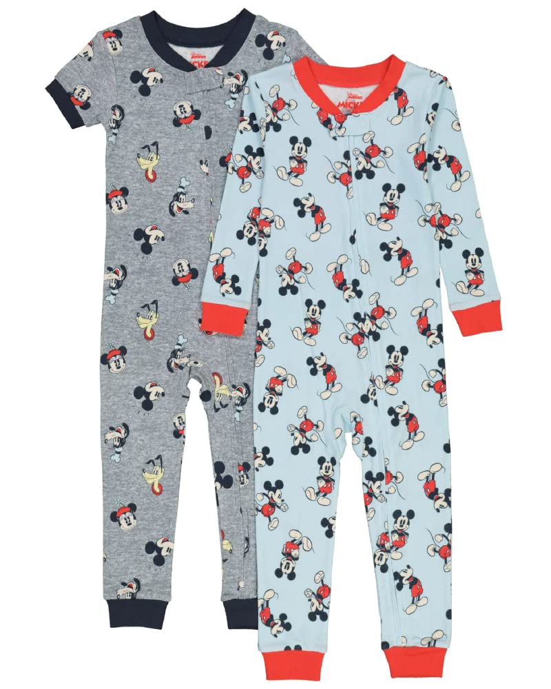 Disney Kids' Mickey & Minnie Mouse 2-pack Footless One-Piece Pajama Set