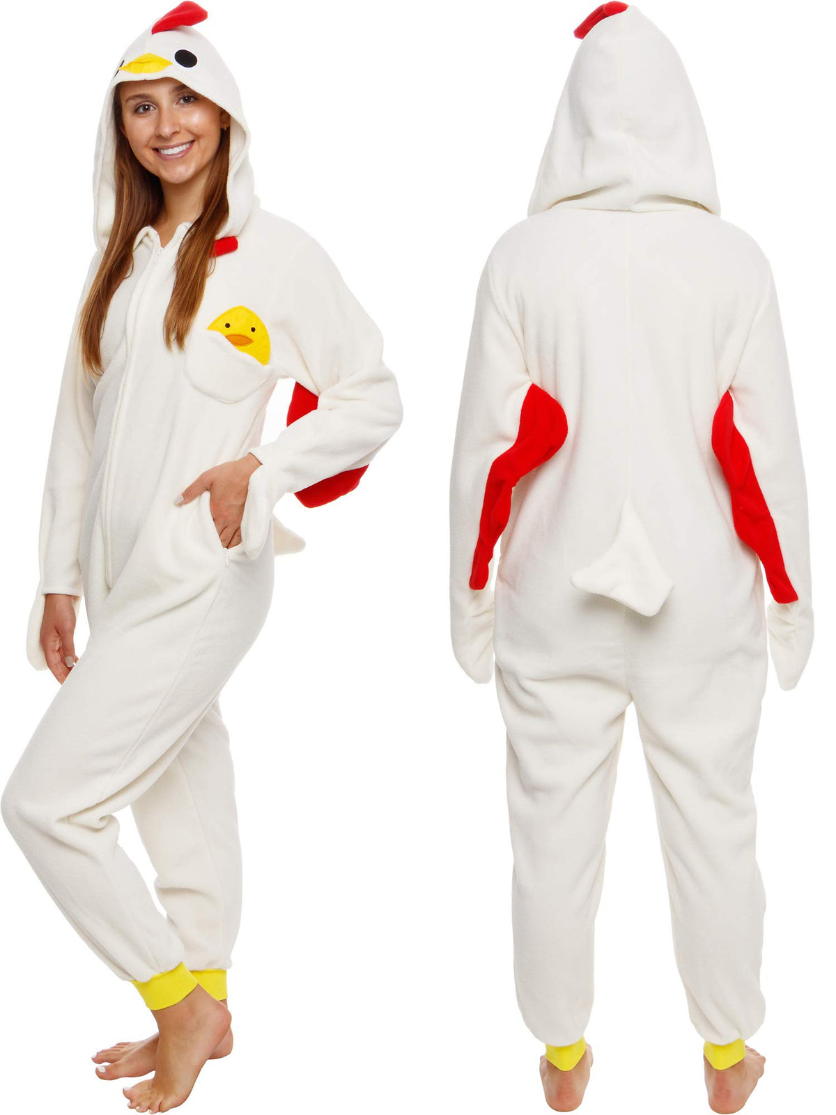 Funziez! Slim Fit Adult Onesie - Animal Costume - Plush Unisex Halloween One Piece Cosplay Suit for Women and Men