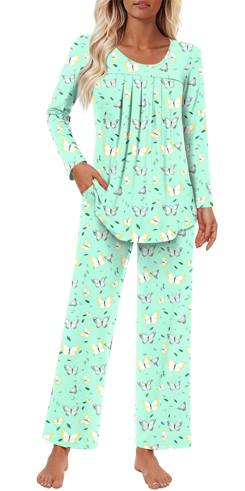Findsweet Pajama Sets Women 2 Piece Long Sleeve Lounge Pj Sets Fall Outfits
