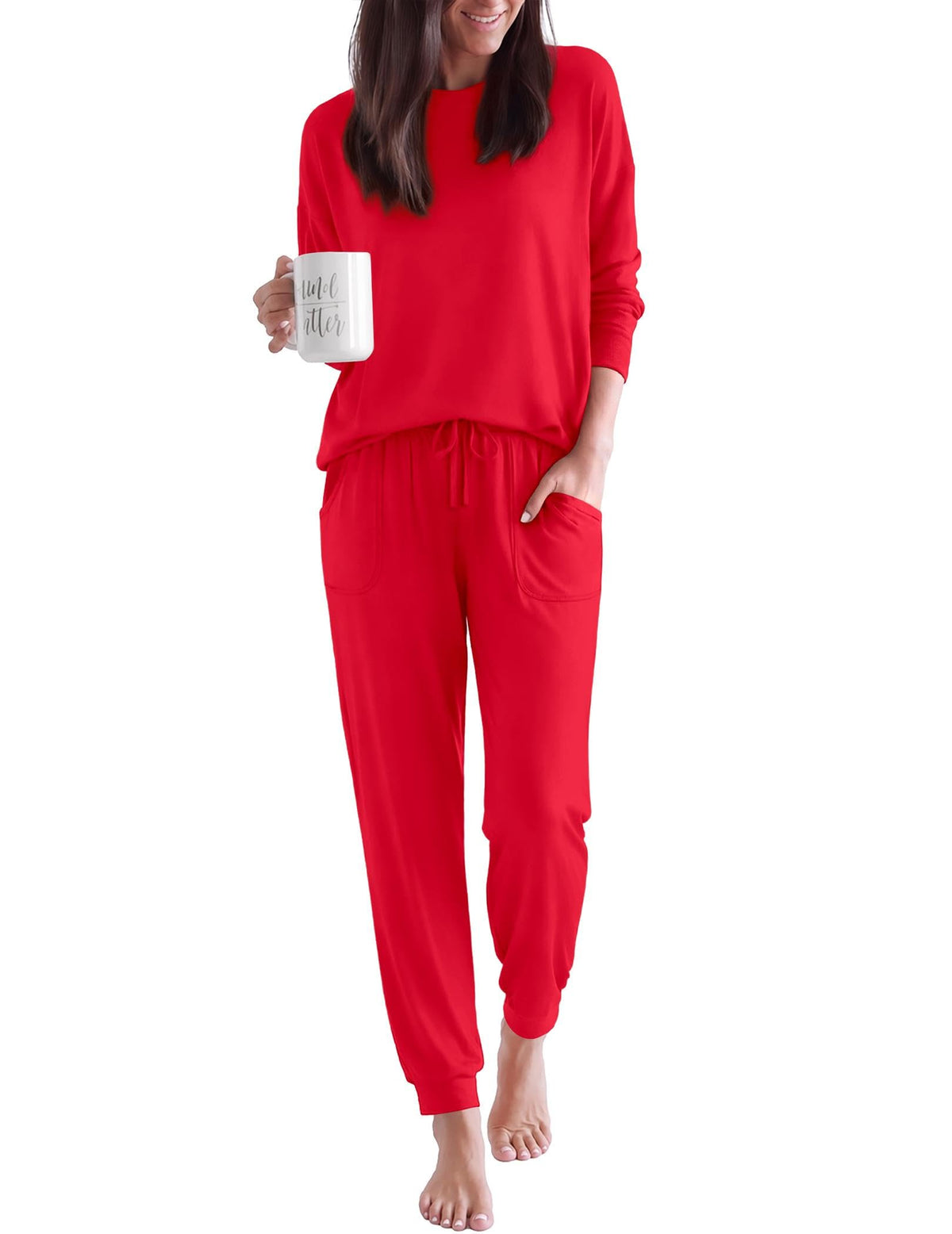 Ekouaer Pajamas for Women Set 2 Piece Long Sleeve Pjs Casual Lounge Sets